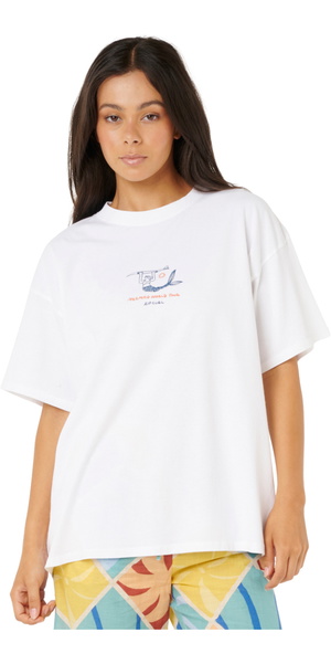 2025 Rip Curl Mujer Shore Break Heritage Tee 0KRWTE - Optical White